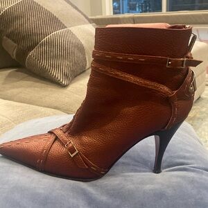 FENDI booties burgundy, caviar leather